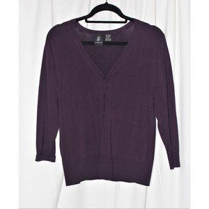 Grace V-Neck Button Front Purple Cardigan Size L